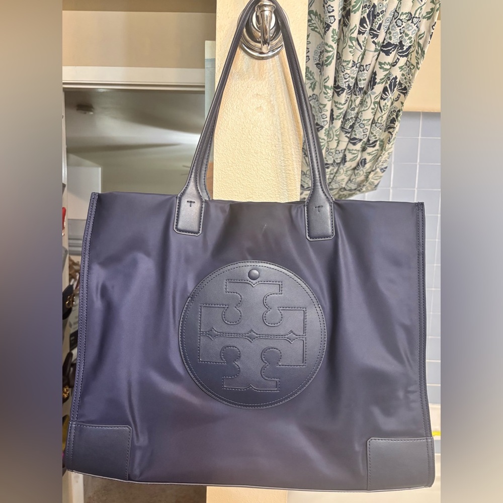 Tory Burch Ella Large Nylon Navy Tote